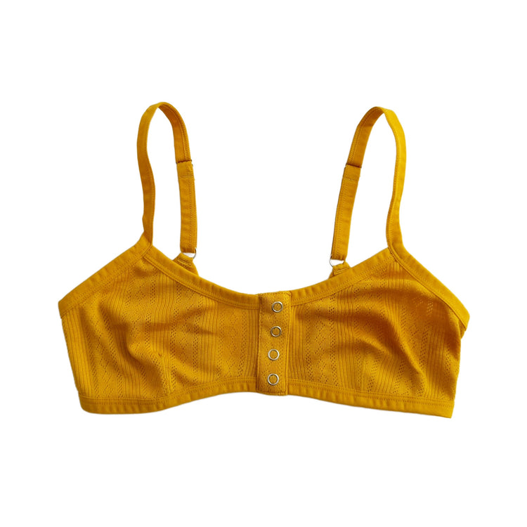 Mustard Pointelle Knit Bralette