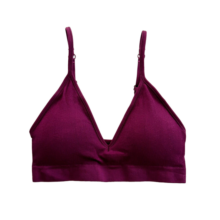 Berry Triangle Ribbed Bralette