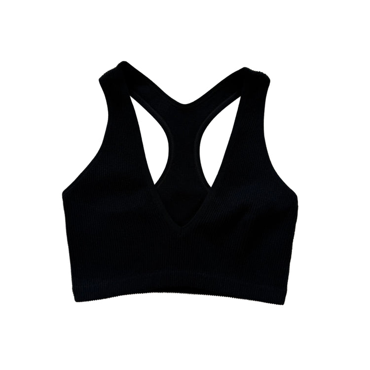 Black Ribbed Racerback Bralette