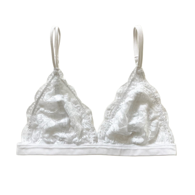 White Triangle Floral Lace Bralette