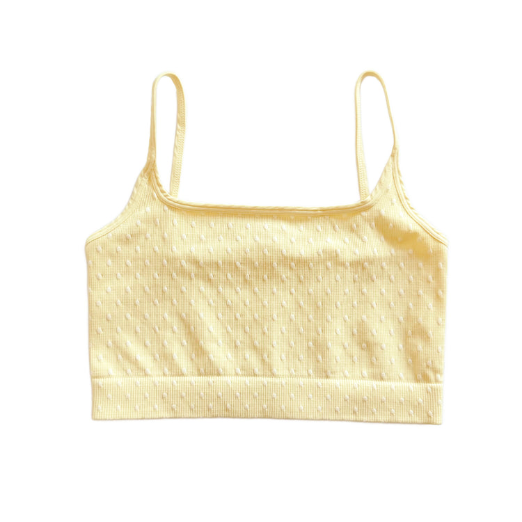 Light Yellow Polka Dot Ribbed Bralette
