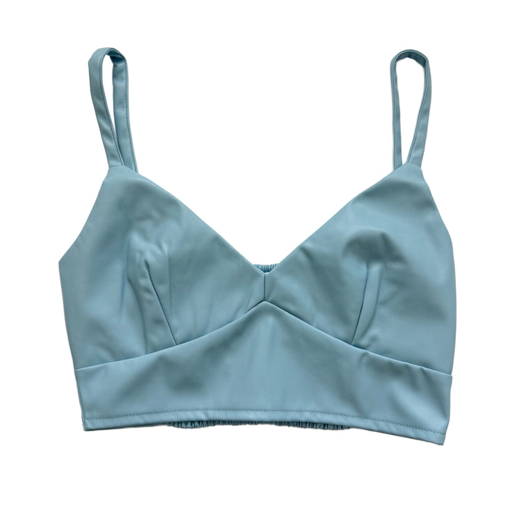 Dusty Blue Faux Leather Bralette