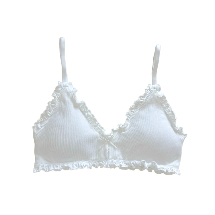 White Ribbed Bow Tie Bralette