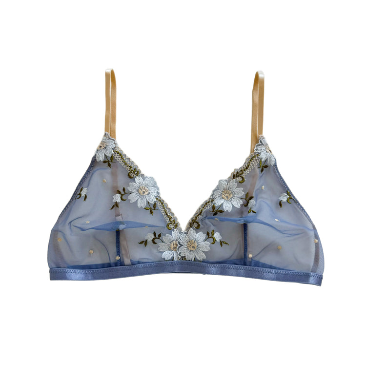 Periwinkle Floral Embroidered Mesh Bralette