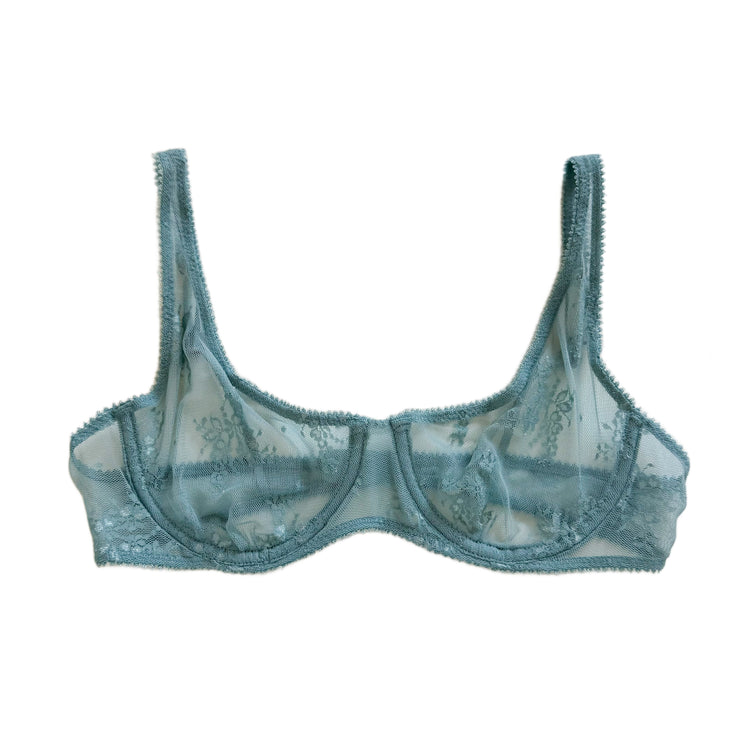 Bluestone Lace See Through Embroidered Bralette