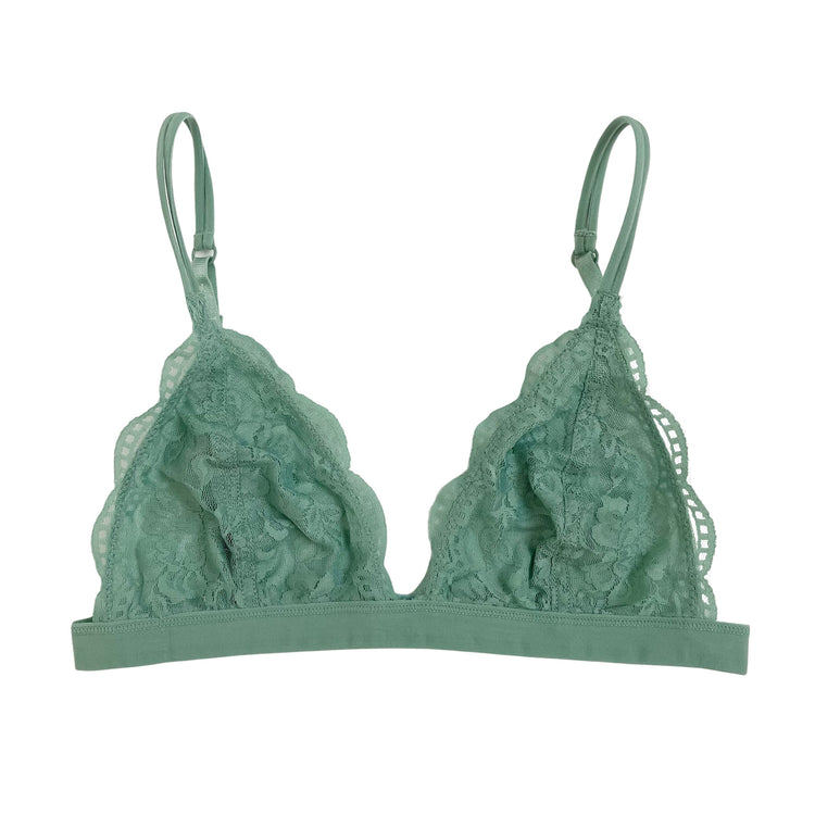 Sage Triangle Floral Lace Bralette
