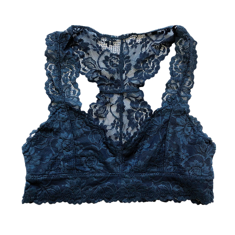 Navy Blue Lace Racerback Bralette - 1215 Clothing