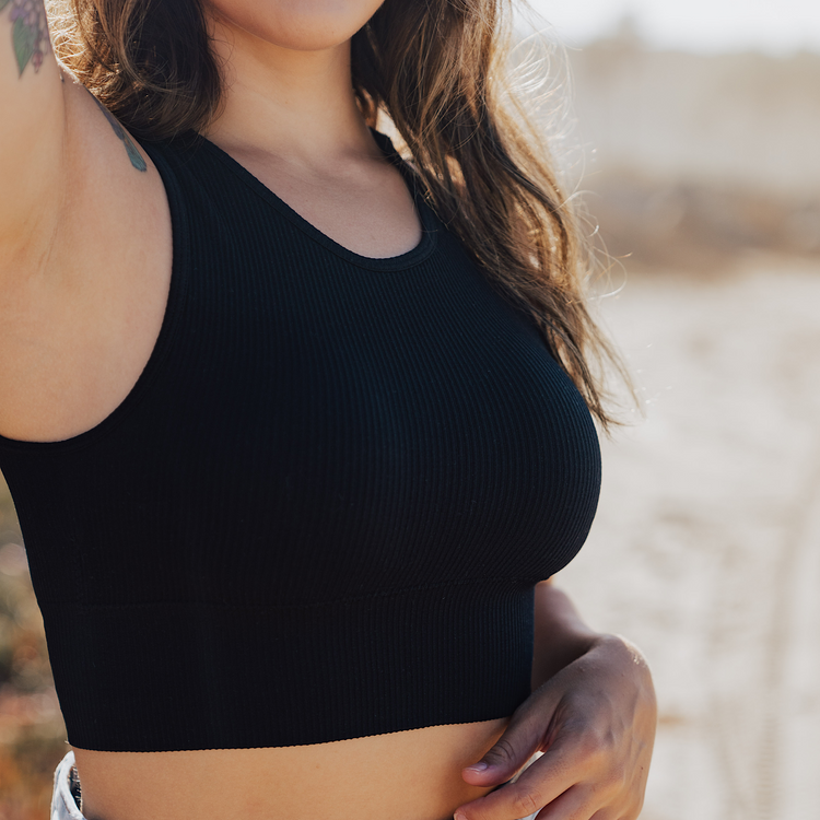 Black Ribbed Seamless Bralette