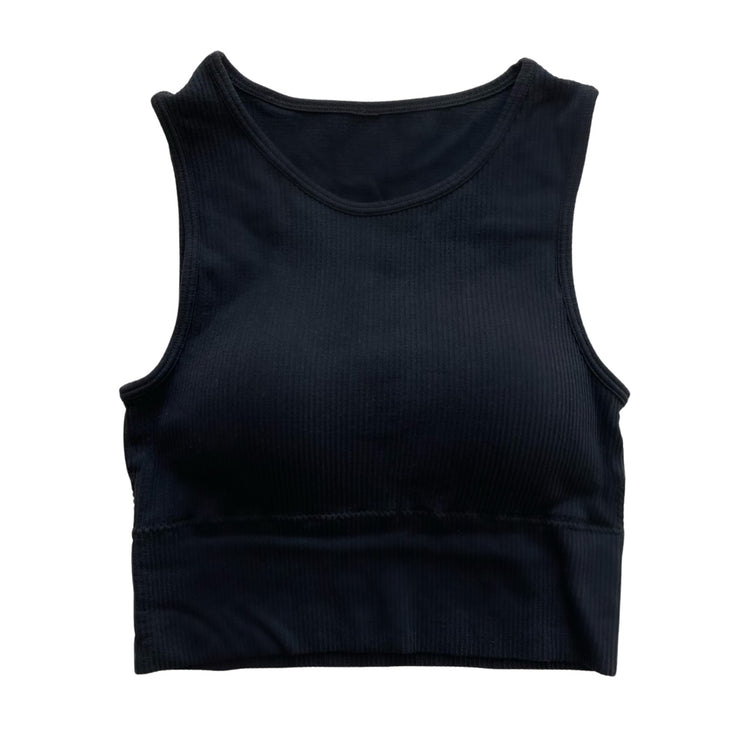 Black Ribbed Seamless Bralette