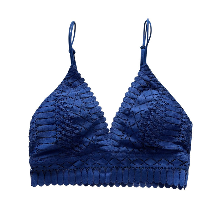 Navy Blue Lace Longline Bralette