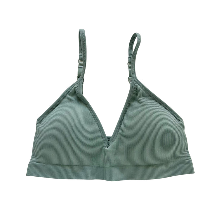 Sage Triangle Ribbed Bralette