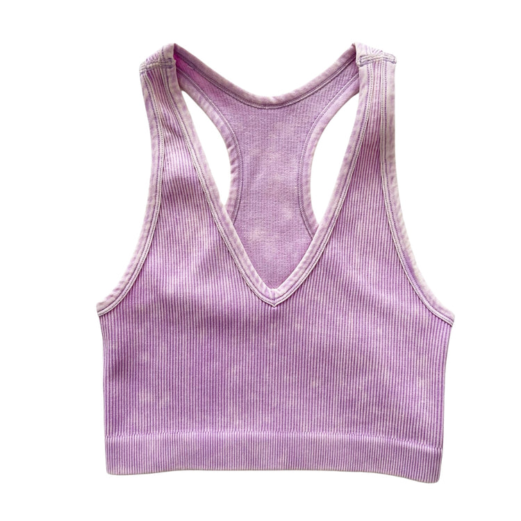 Washed Lavender Ribbed Racerback Tank Top