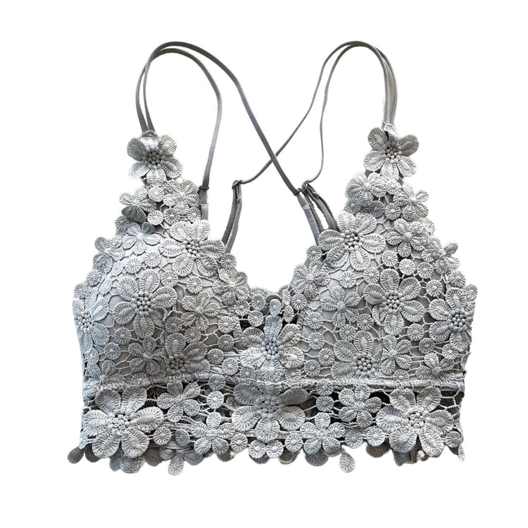 Light Grey Daisy Lace Bralette