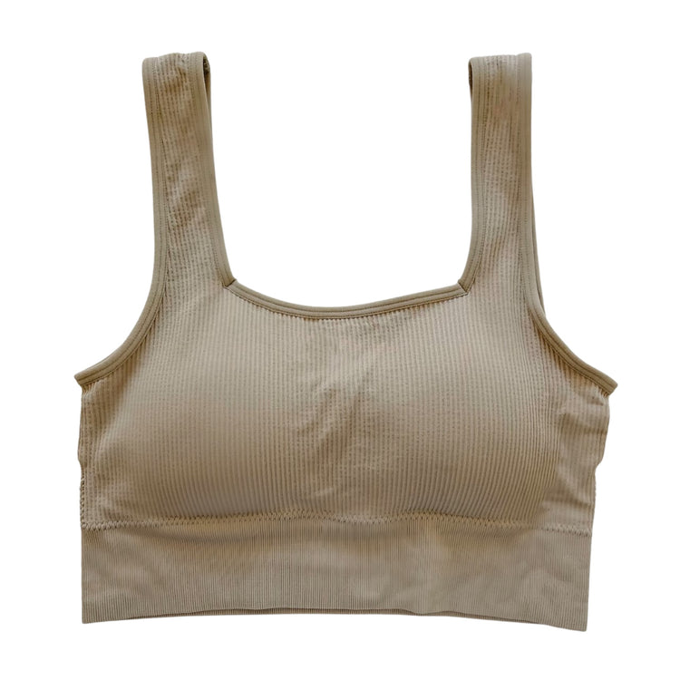 Champagne Square Neck Ribbed Seamless Bralette