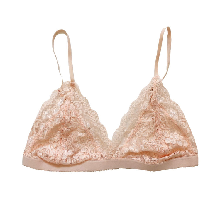Peach Lace Triangle Bralette - 1215 Clothing