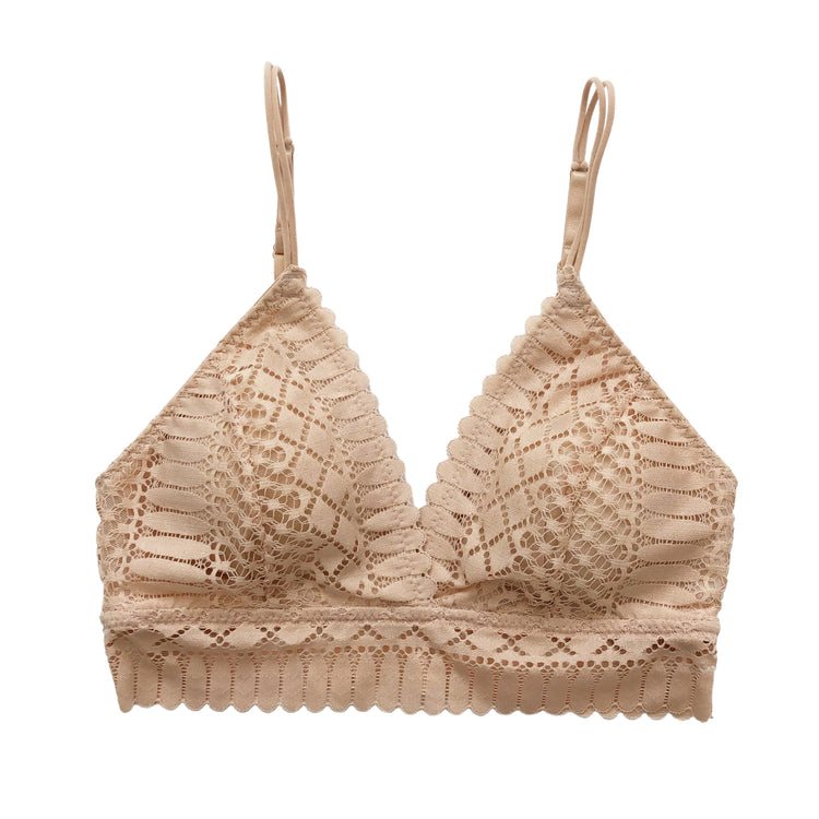 Beige Lace Longline Bralette | Lace Longline Bralette | Lani + Kei