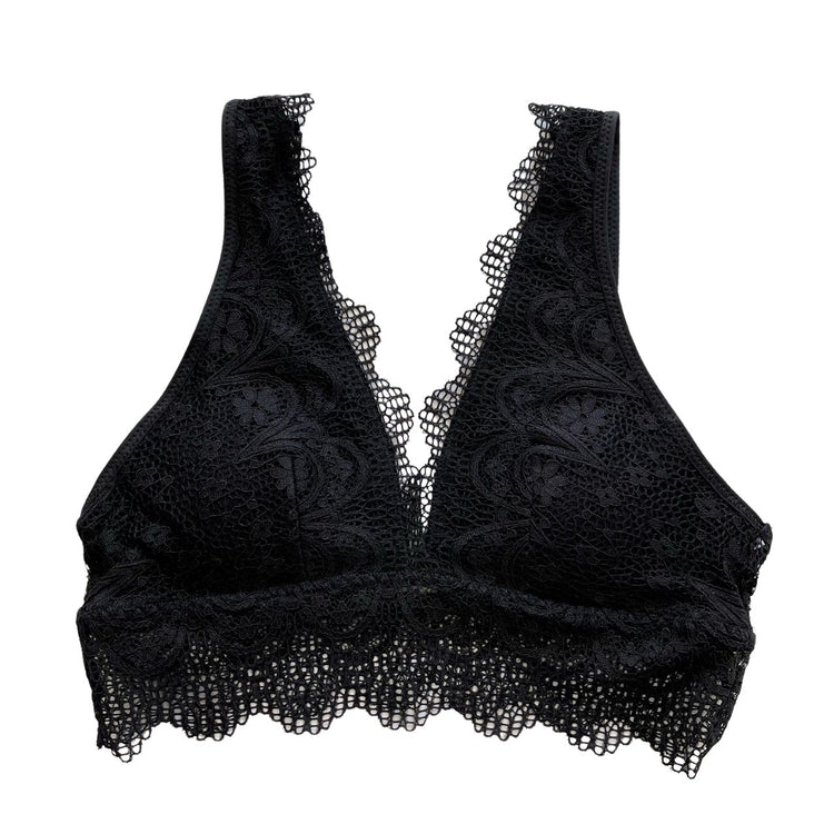 Black Plunge Bralette | Floral Lace Bralette | Lani + Kei