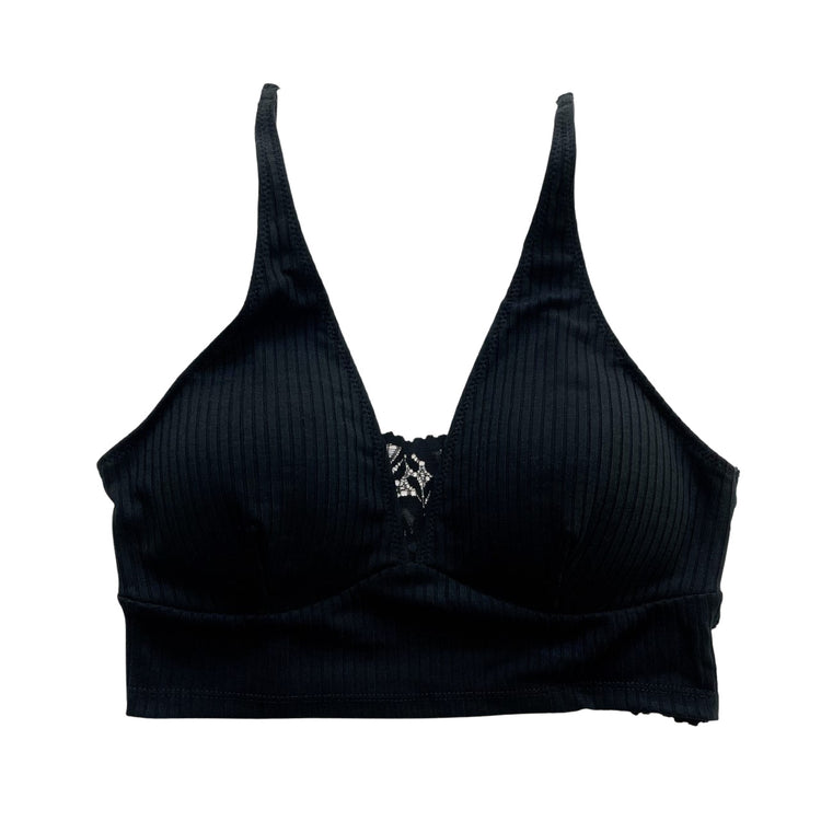 Black Plunge Ribbed Bralette