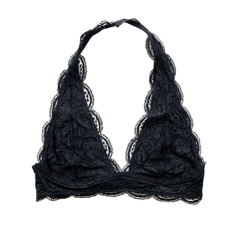 Black Scalloped Lace Bralette | Scalloped Halter Bralette | Lani + Kei