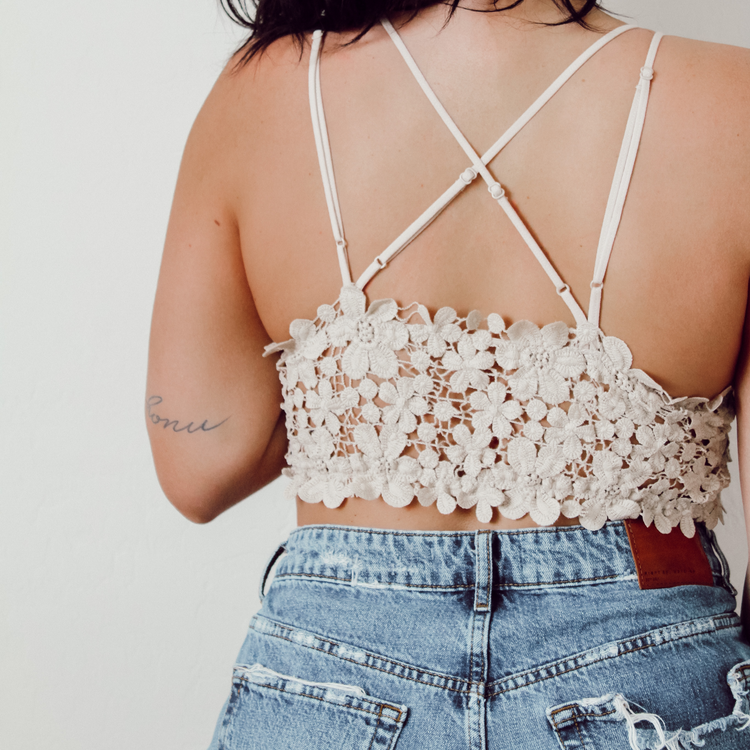 Champagne Daisy Lace Bralette - 1215 Clothing