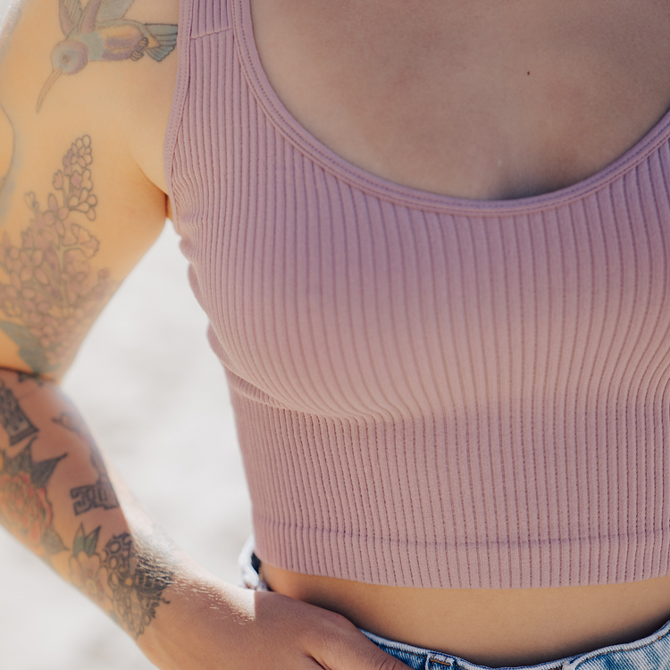 Lavender Stretchy Ribbed Tank Top