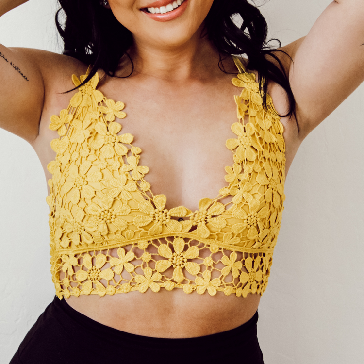 Yellow Daisy Lace Bralette - 1215 Clothing