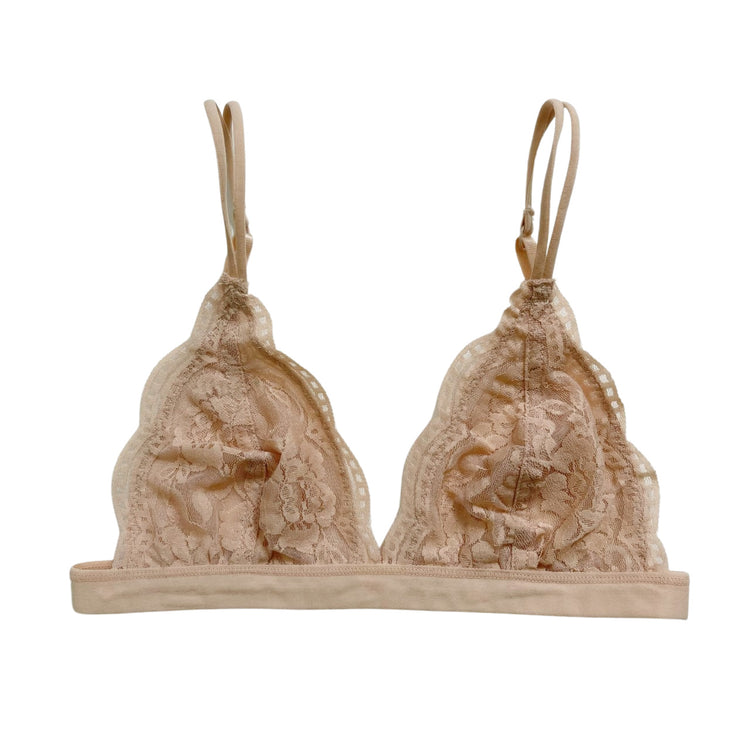 Nude Triangle Floral Lace Bralette
