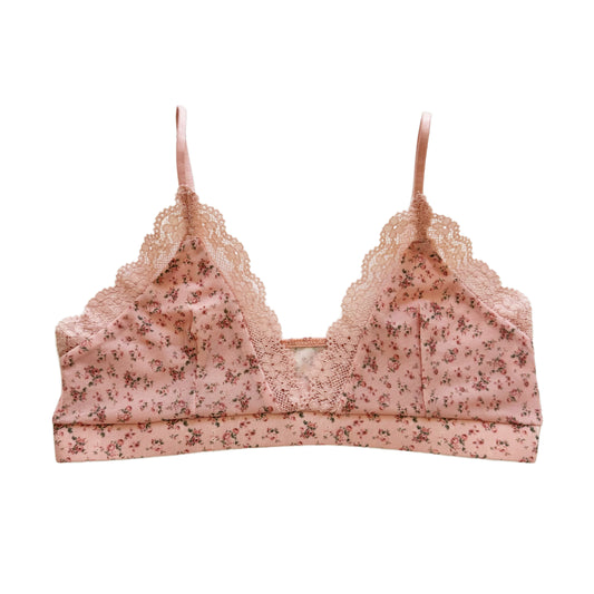 Blush Mesh Floral Lace Bralette