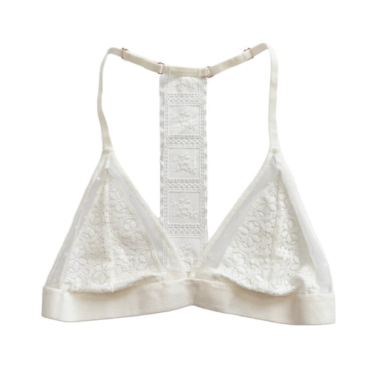 White T-Back Floral Lace Bralette