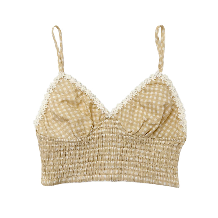 Beige Gingham Plaid Bralette
