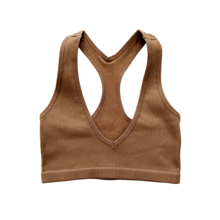 Mocha Ribbed Racerback Bralette