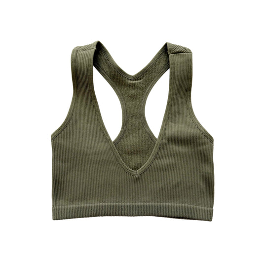 Olive Green Ribbed Racerback Bralette