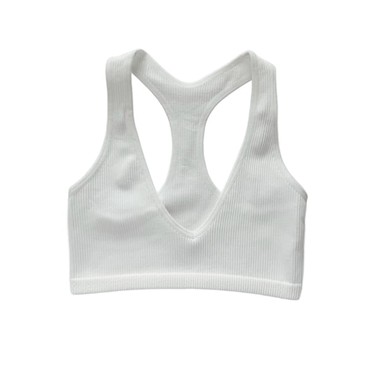 White Ribbed Racerback Bralette