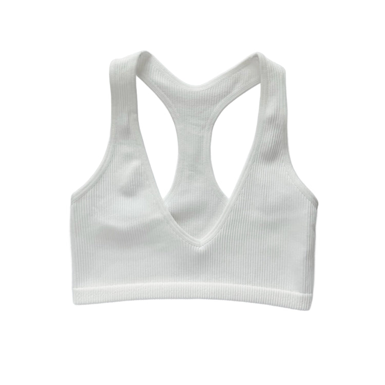 White Ribbed Racerback Bralette