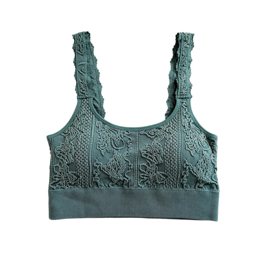 Teal Washed 3D Textured Lace Bralette