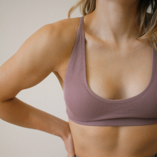 Mauve Seamless Ribbed Cross Back Bralette
