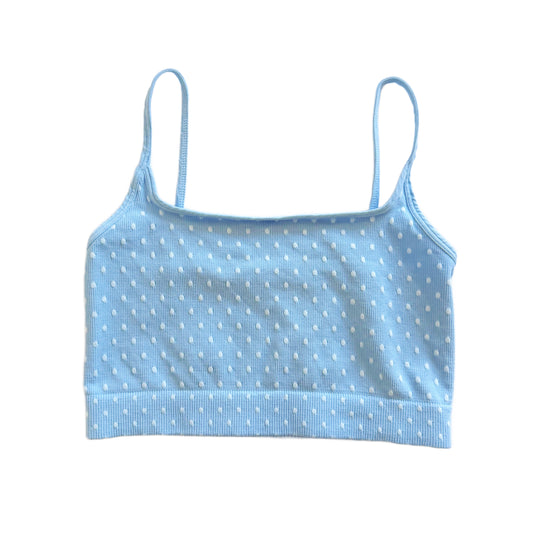 Light Blue Polka Dot Ribbed Bralette