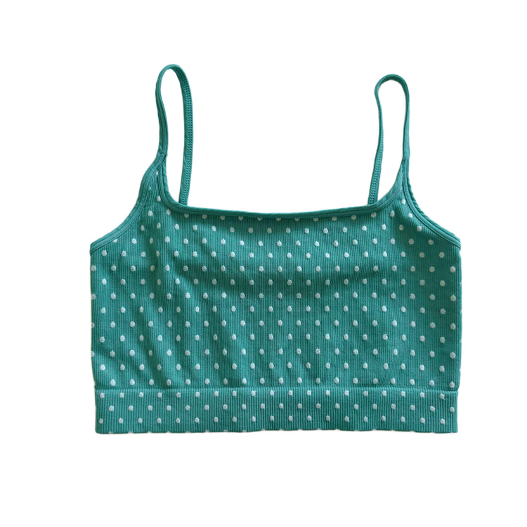 Teal Polka Dot Ribbed Bralette