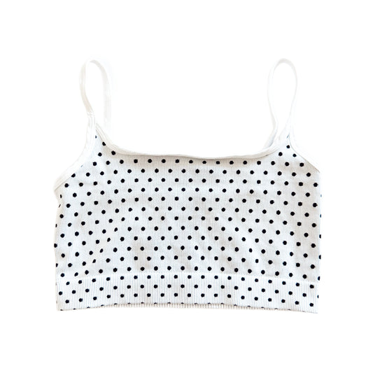 White Polka Dot Ribbed Bralette
