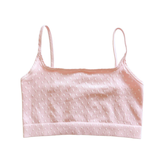 Light Pink Polka Dot Ribbed Bralette