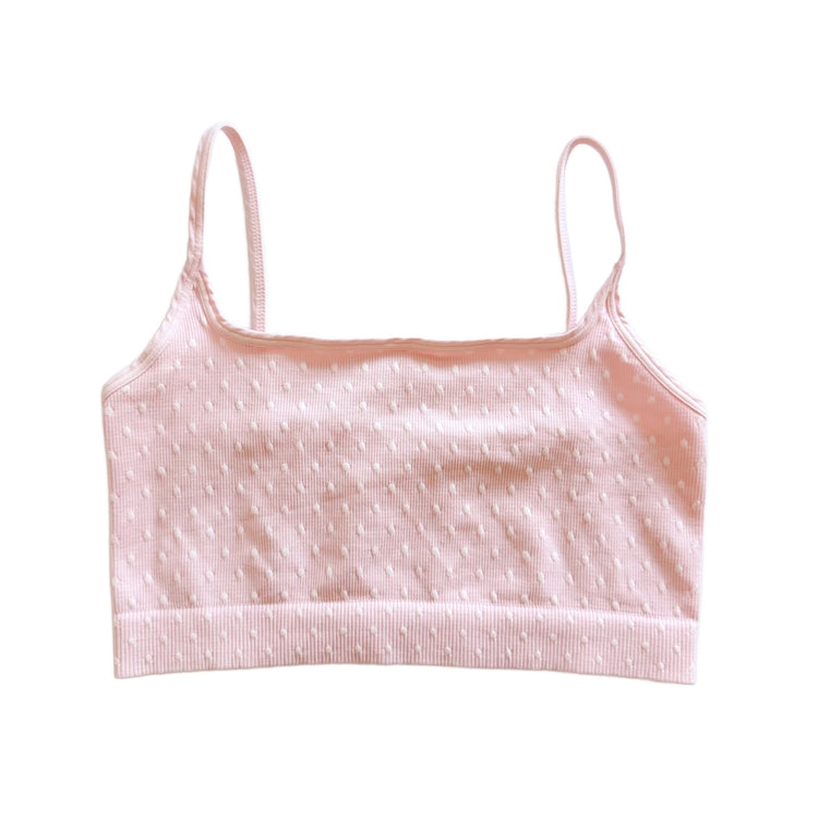 Light Pink Polka Dot Ribbed Bralette