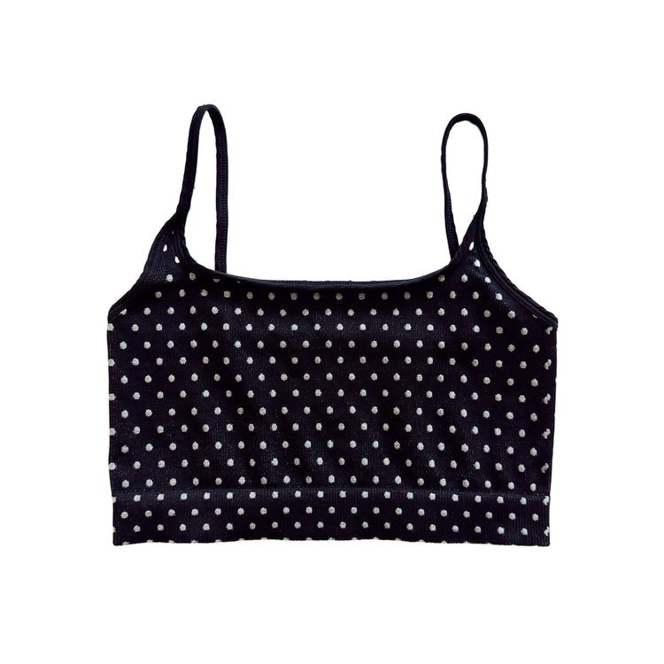 Black Polka Dot Ribbed Bralette