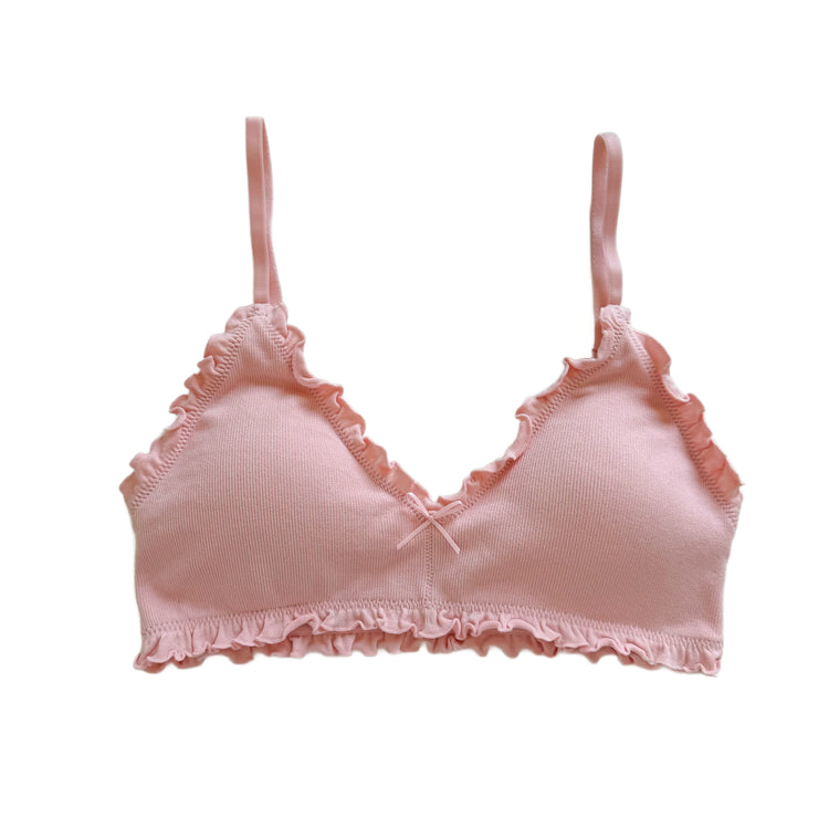 Pink Ribbed Bow Tie Bralette