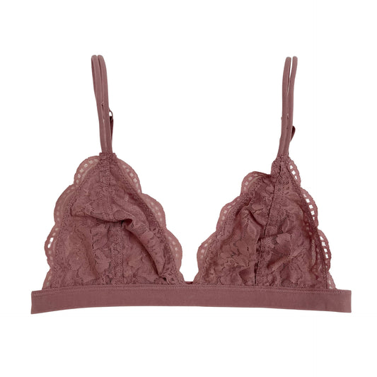 Mauve Triangle Floral Lace Bralette
