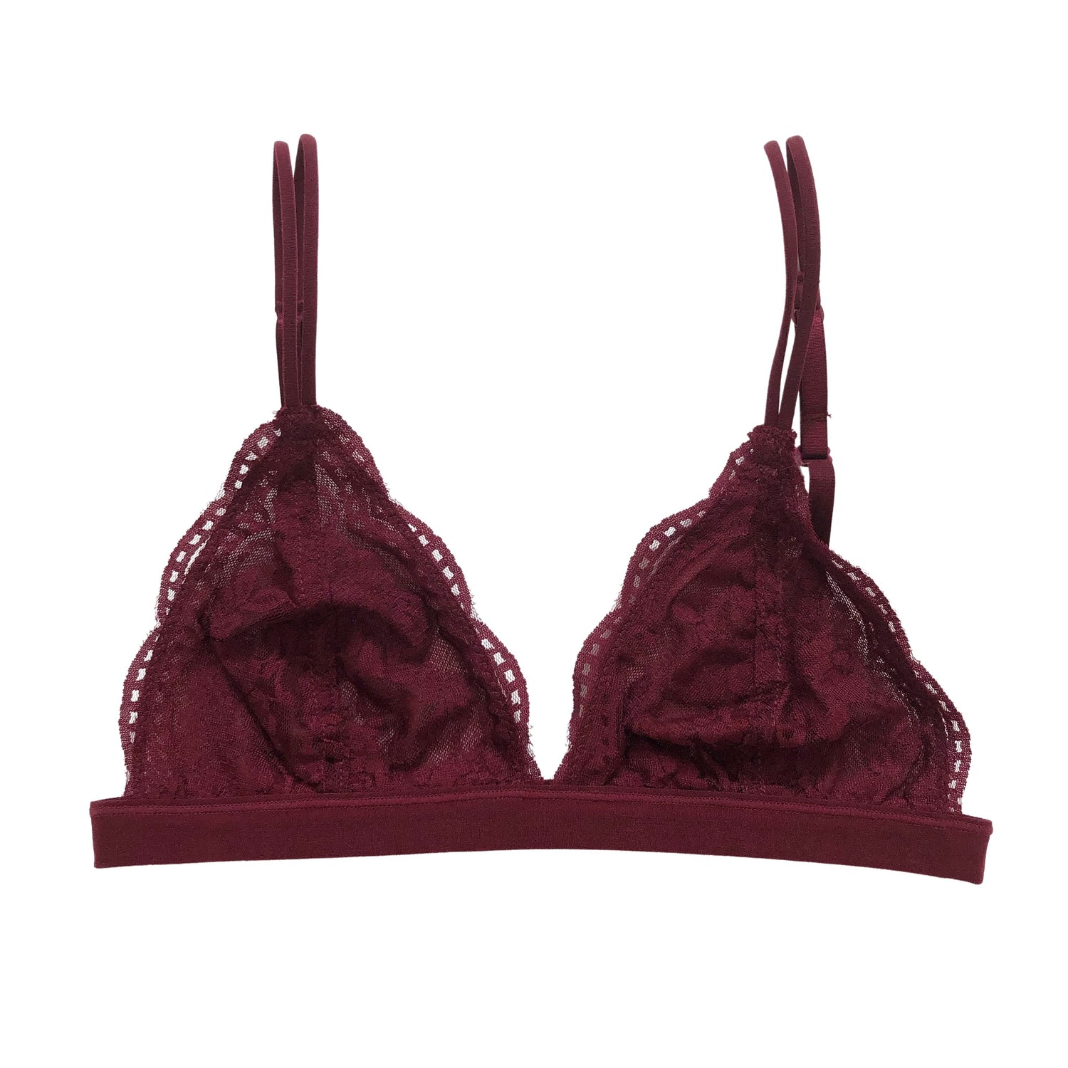 Burgundy Triangle Floral Lace Bralette – Lani + Kei