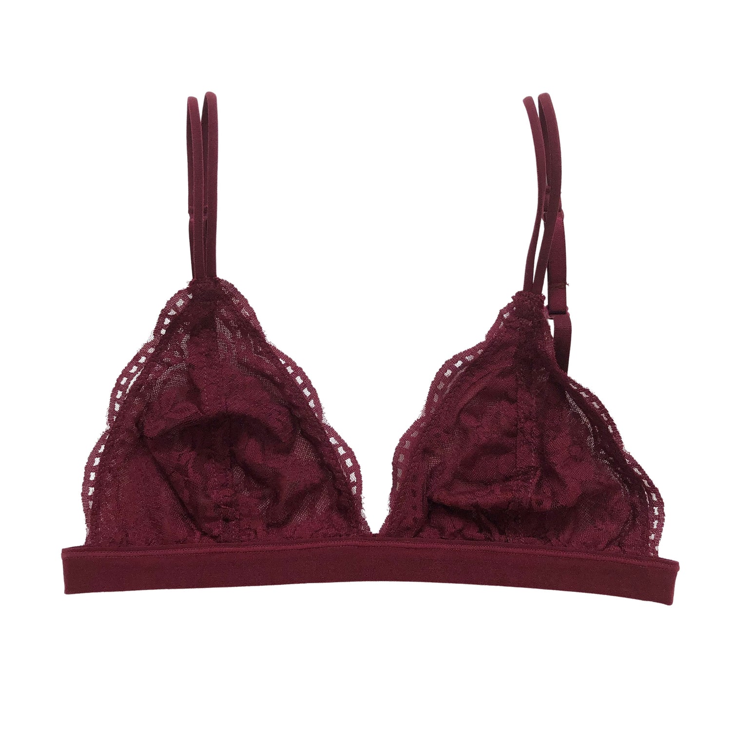 Burgundy Lace Triangle Bralette - 1215 Clothing
