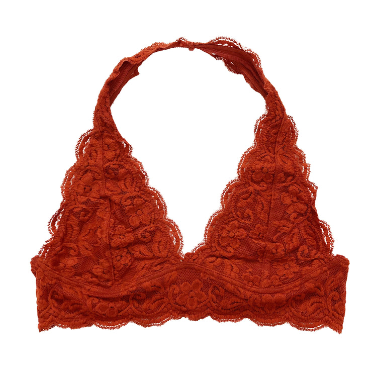 Plus Size Rust Scalloped Lace Halter Bralette - 1215 Clothing
