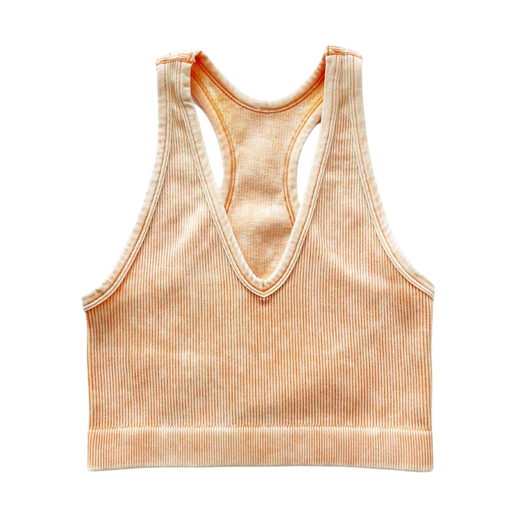 Washed Yellow Gold Ribbed Racerback Tank Top