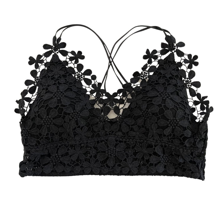 Plus Size Black Daisy Lace Bralette