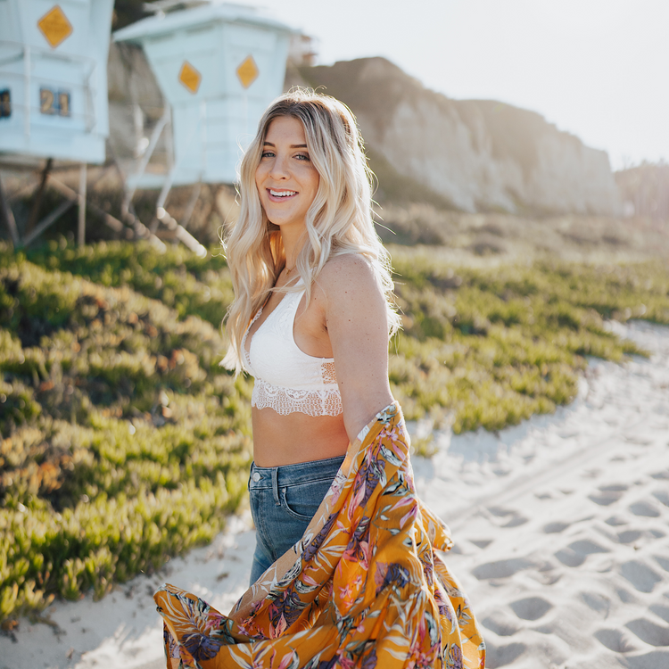 White Plunge Floral Lace Bralette